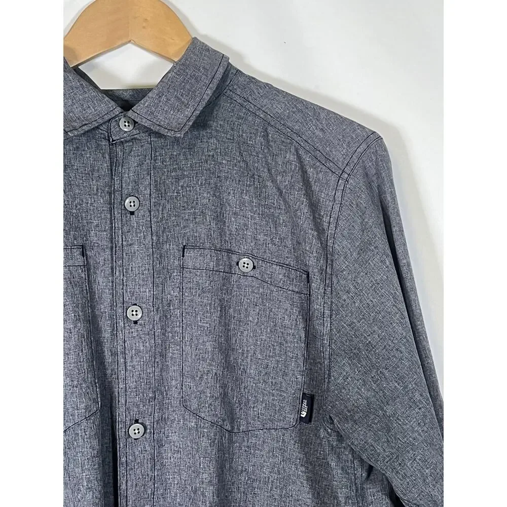 The North Face Shirt Mens‎ Medium Gray Blue Long Sleeve Button Up Vented Hiking